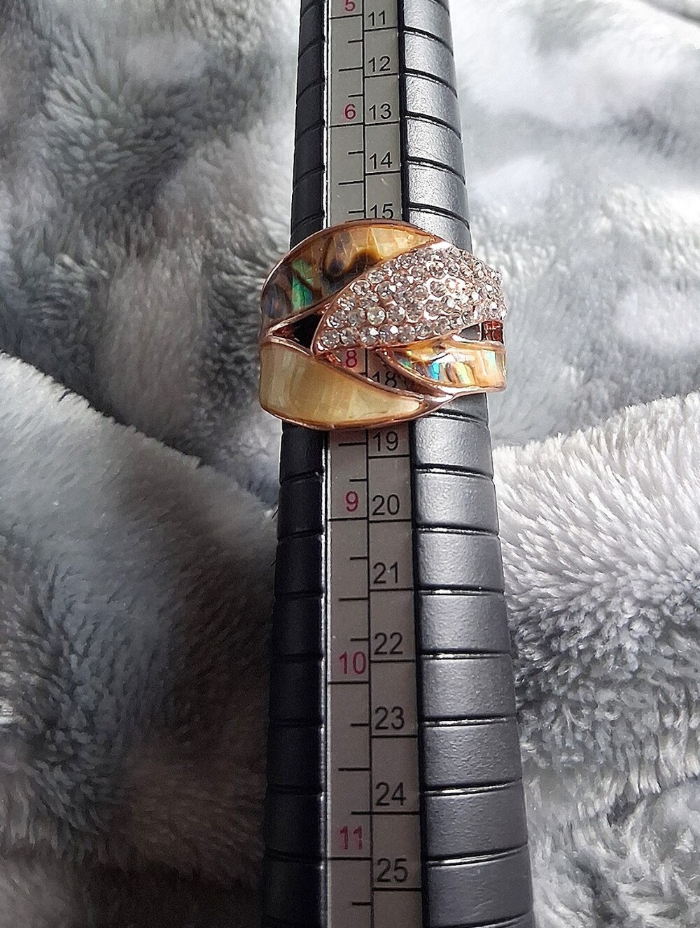 Rose Gold Real Abalone & Shell With Glass Rhinestone Size 7.5 - Picture 5 of 7